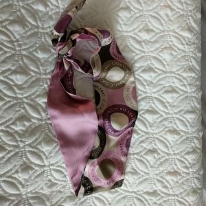 Silk Coach pony / purse scarf, pink & brown